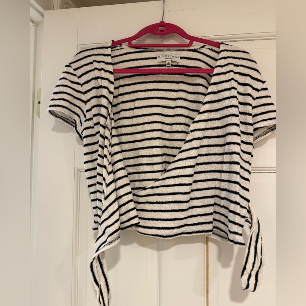 Madewell Black and White Striped Short Sleeve Top